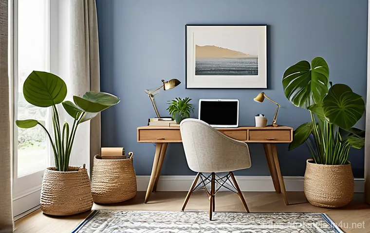 홈스타일리스트의 재택근무 방법 - **Prompt 1: "A stylish, compact home office corner integrated seamlessly into a modern, light-filled...